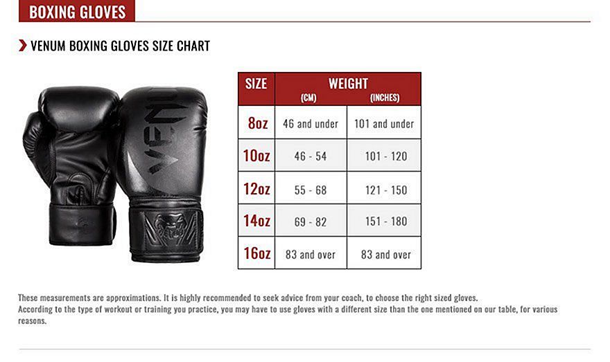 Venum Hoodie Size Chart